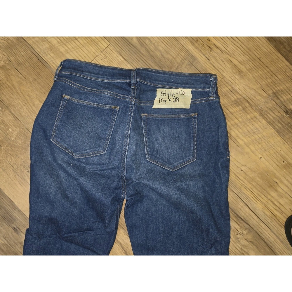 Style & Co Jeans Womens 10P Curvy Fit Bootcut Marine Wash Blue Denim J47 - Picture 4 of 4